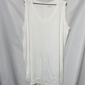 EILEEN‎ FISHER WO SIZE 1X WHITE VNECK SLEEVELESS TUNIC TOP DRESS COTTON SPANDEX